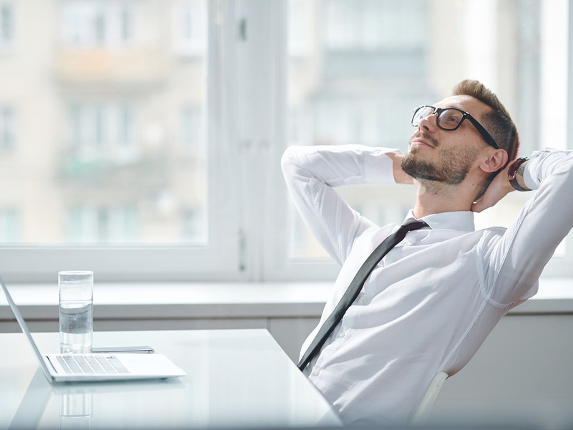 Professional man achieves work-life balance