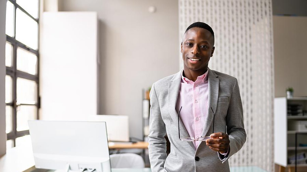 Professional man starts a new job