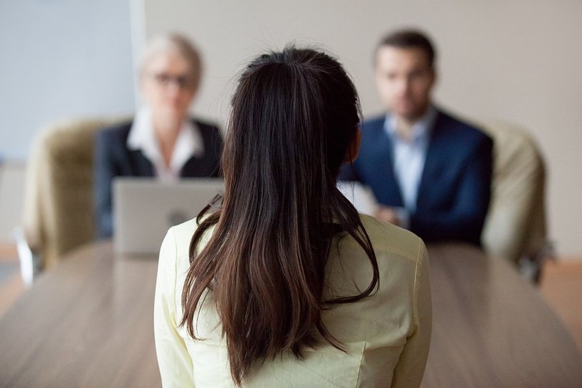 Professional woman doesn't say she was terminated in a job interview