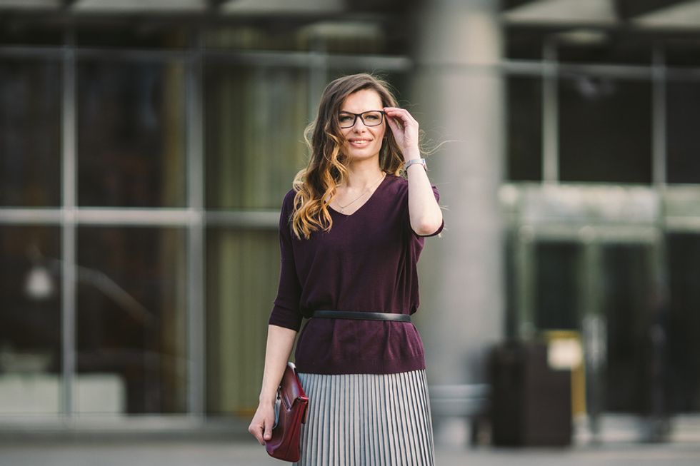 Professional woman dressed appropriately for job interview