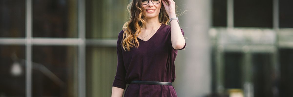 Professional woman dressed appropriately for job interview