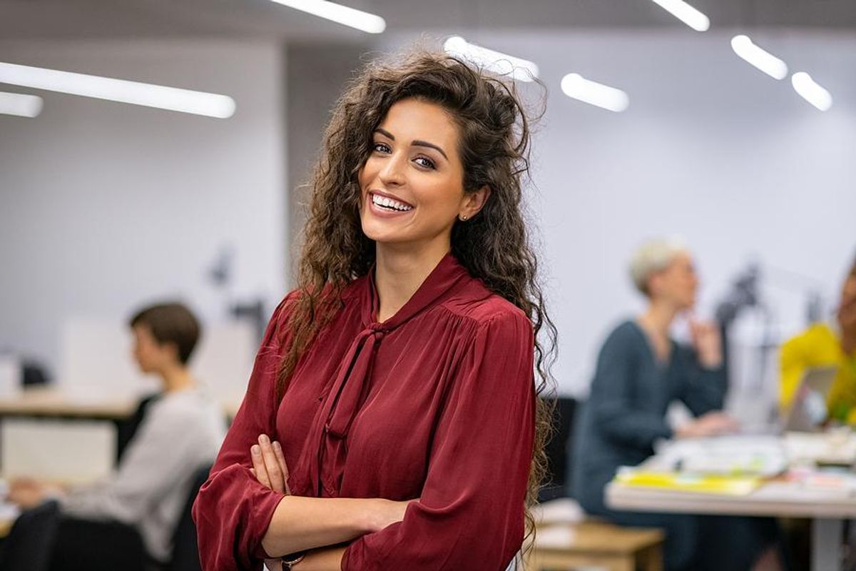 Professional woman happy in her career