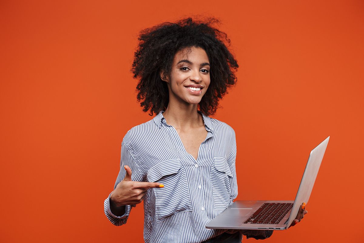 Professional woman looks for a job after being laid off