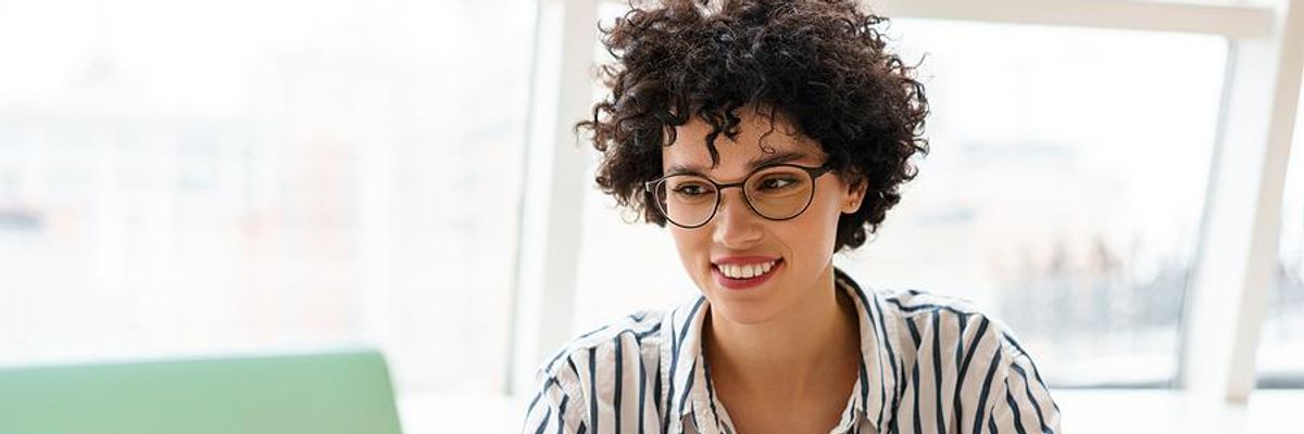 Professional woman plans her career goals for the next year