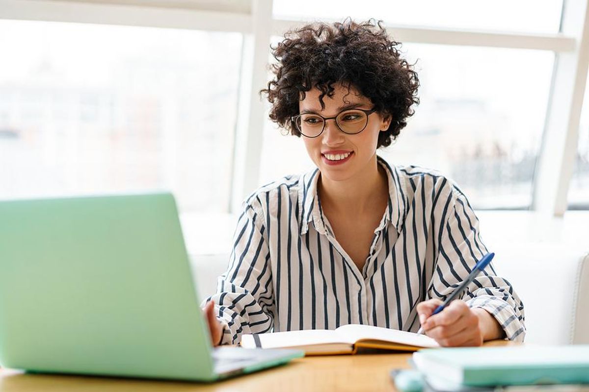 Professional woman plans her career goals for the next year