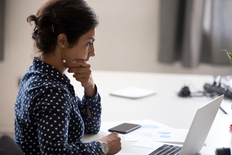 Professional woman thinking about making the right career choice