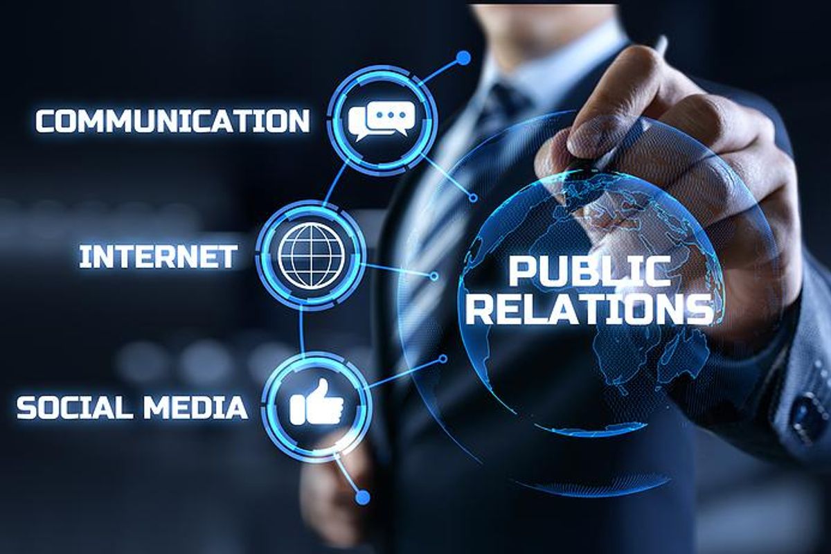public relations, communication, internet, social media concept