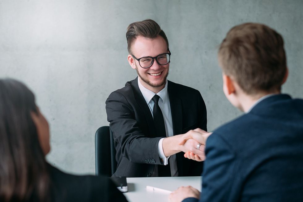 Recent college grad lands a job