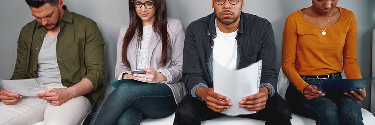 Recent college grads waiting for a job interview during COVID-19