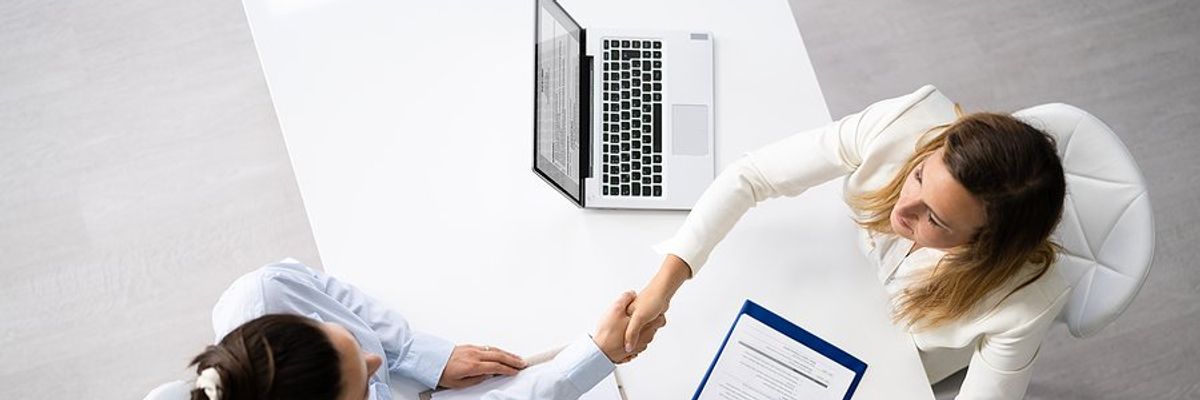 Recruiter / hiring manager talks to a job candidate