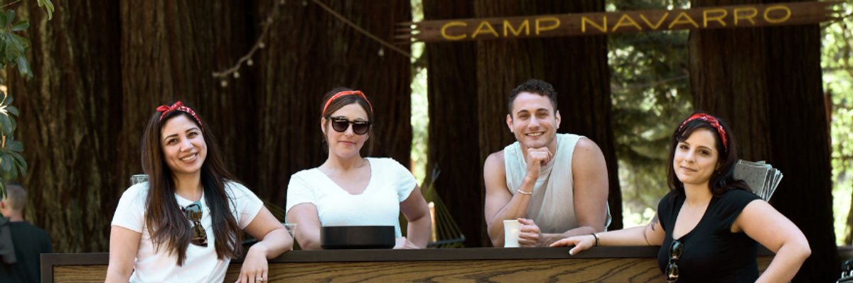 Reddit employees relax during a company outing.