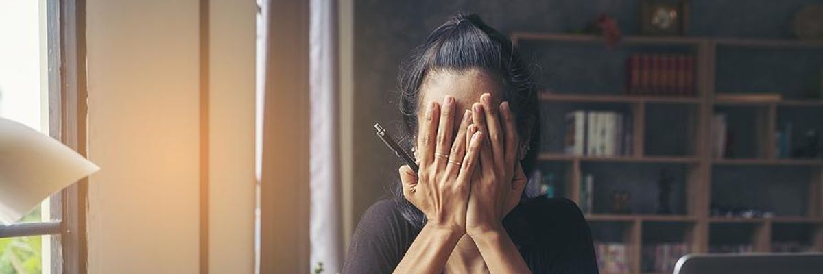 Stressed employees works during COVID-19