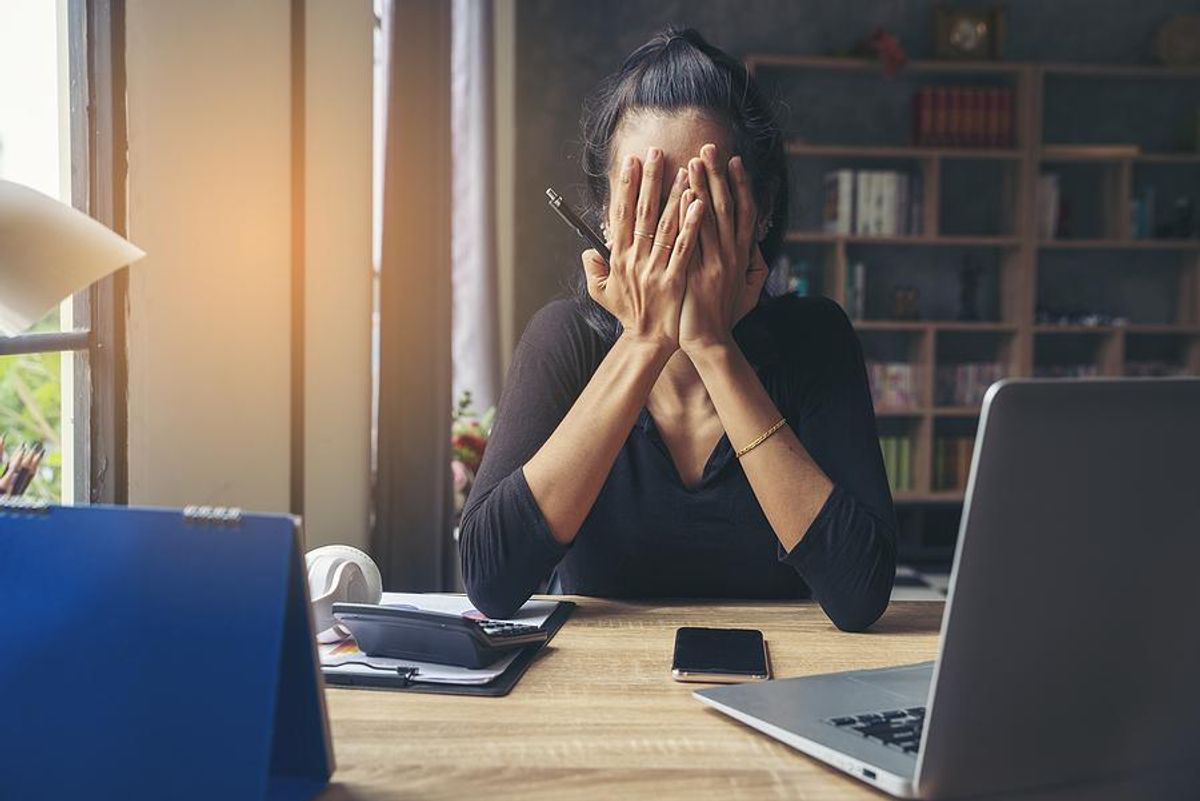 Stressed employees works during COVID-19