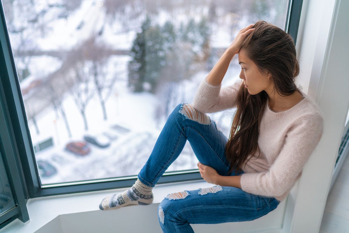 Stressed woman during the COVID-19 pandemic