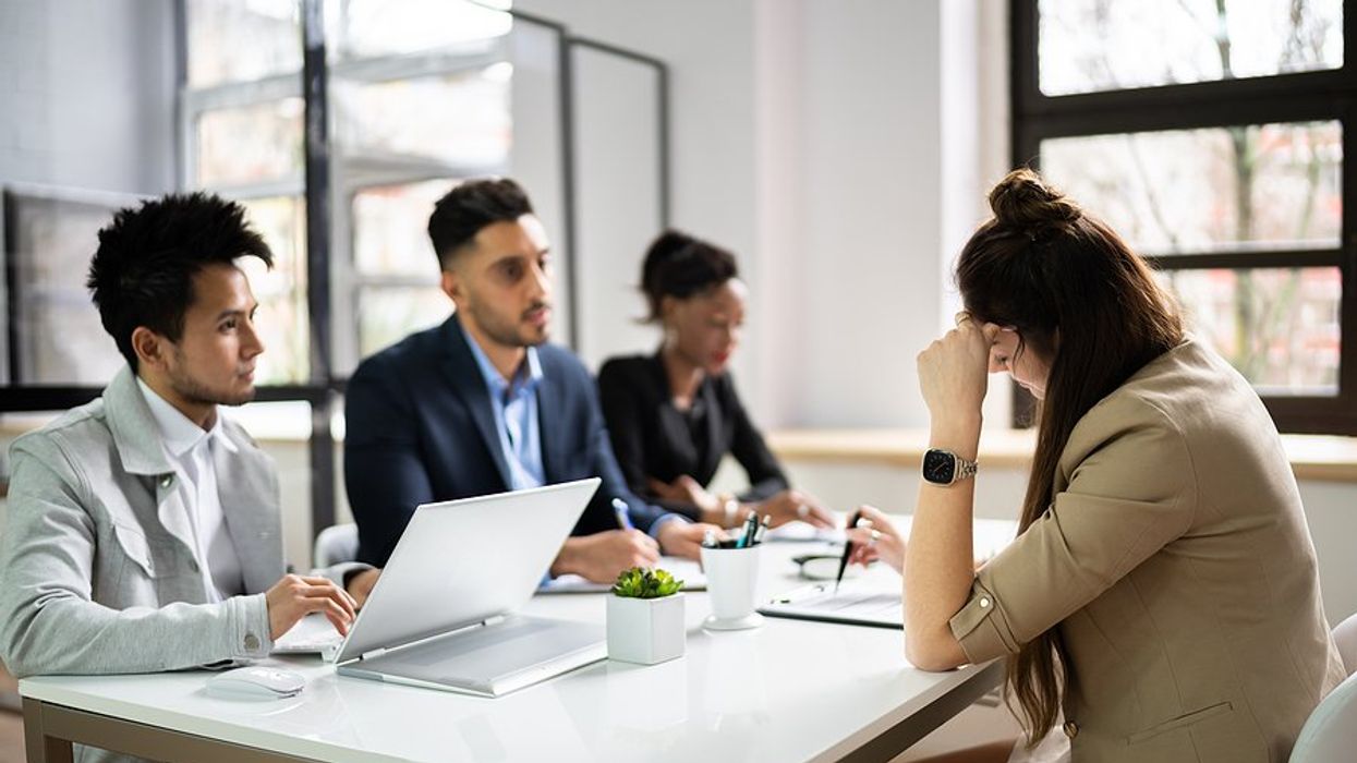Stressed woman in a job interview