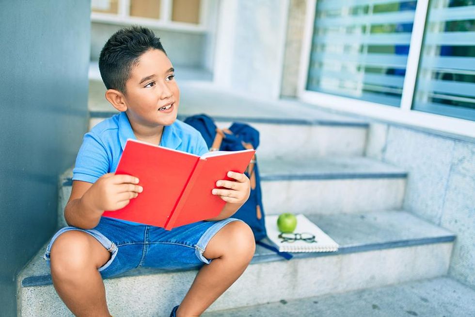 Student reads a book