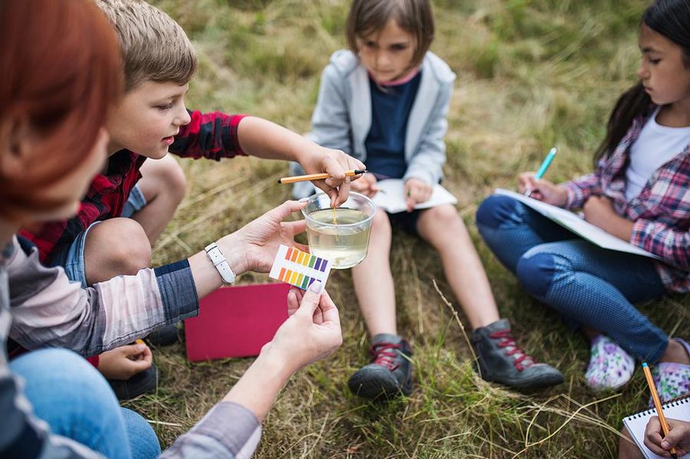 Students learning outside