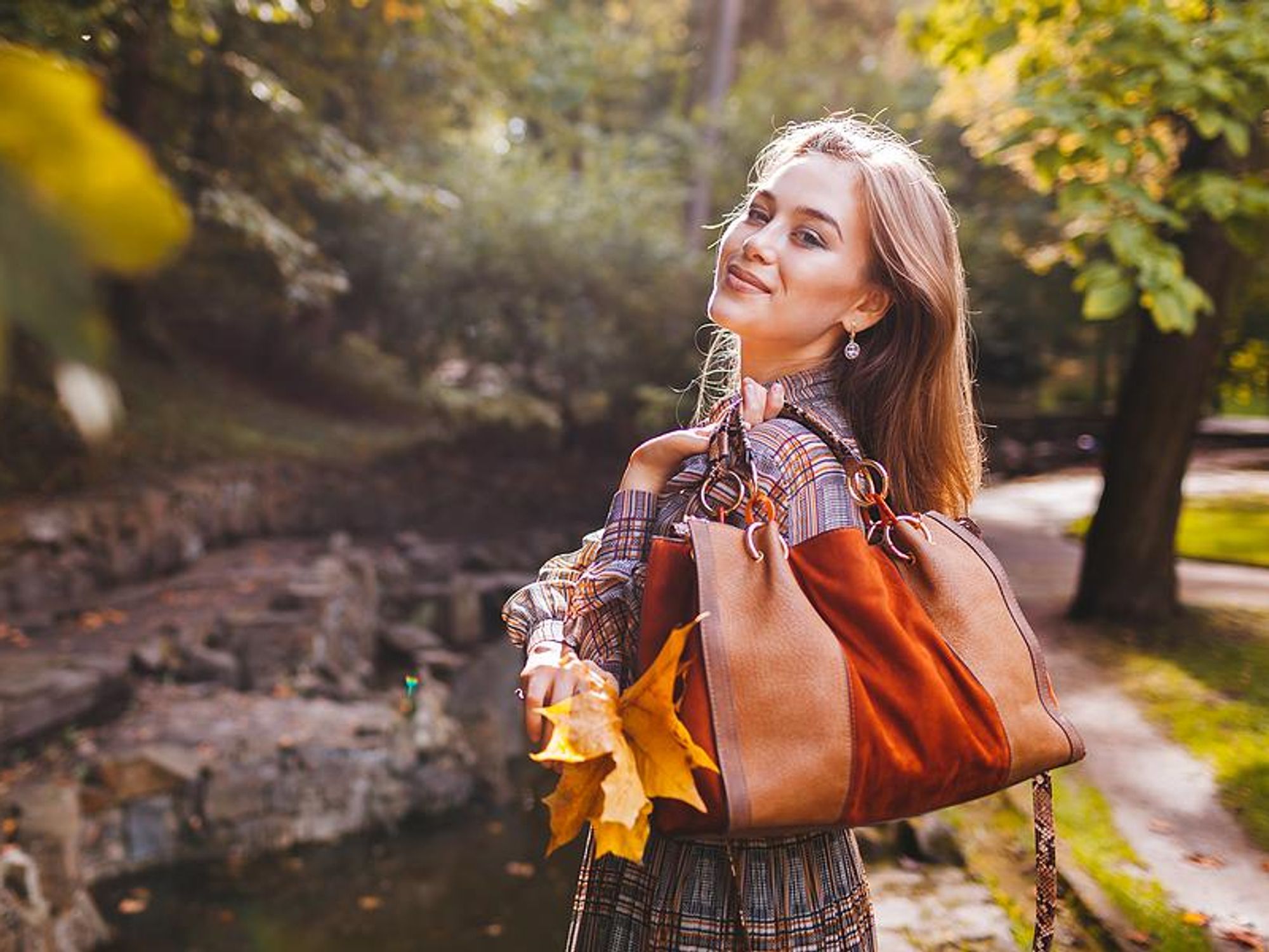 Stylish woman dressed in fall fashion