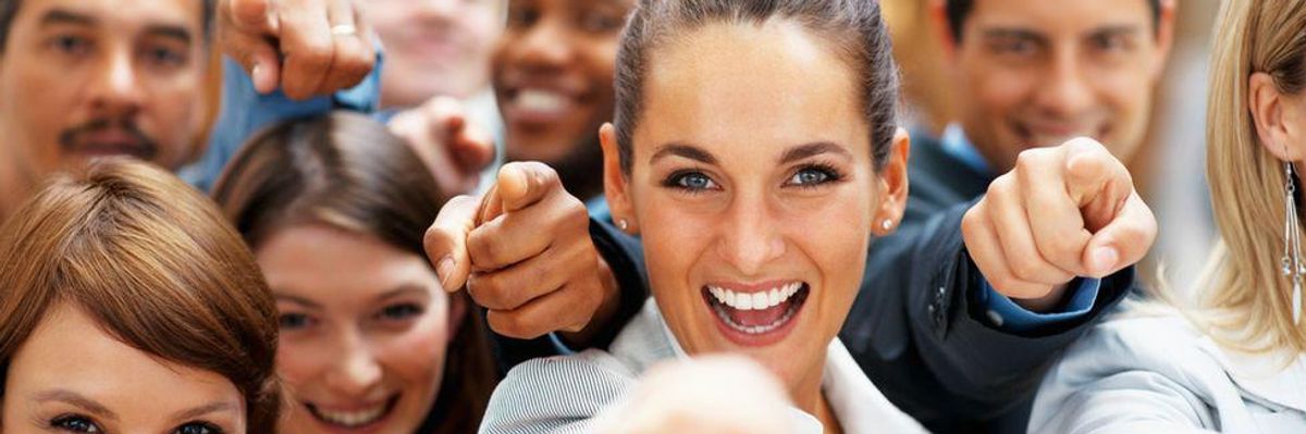 Successful woman taking control of her career