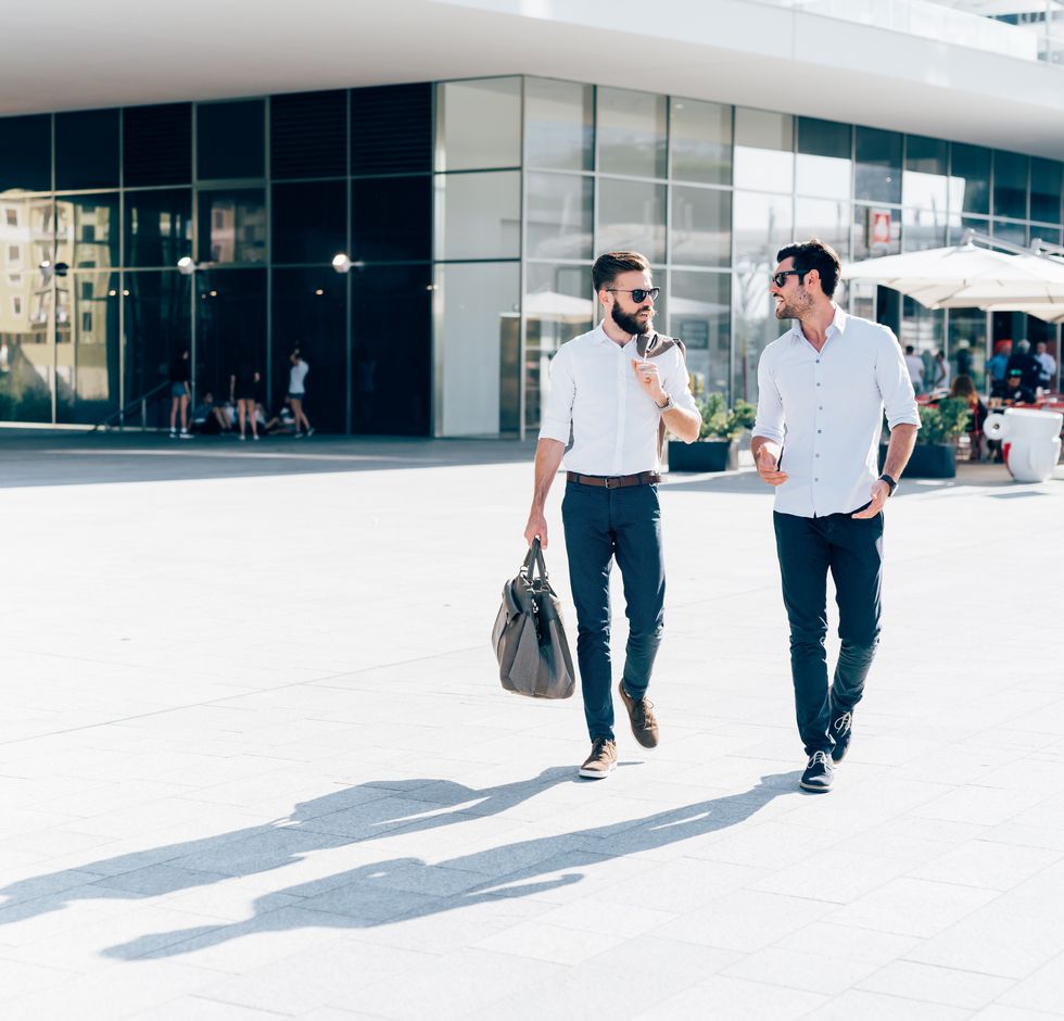 Two employees with flexible work hours