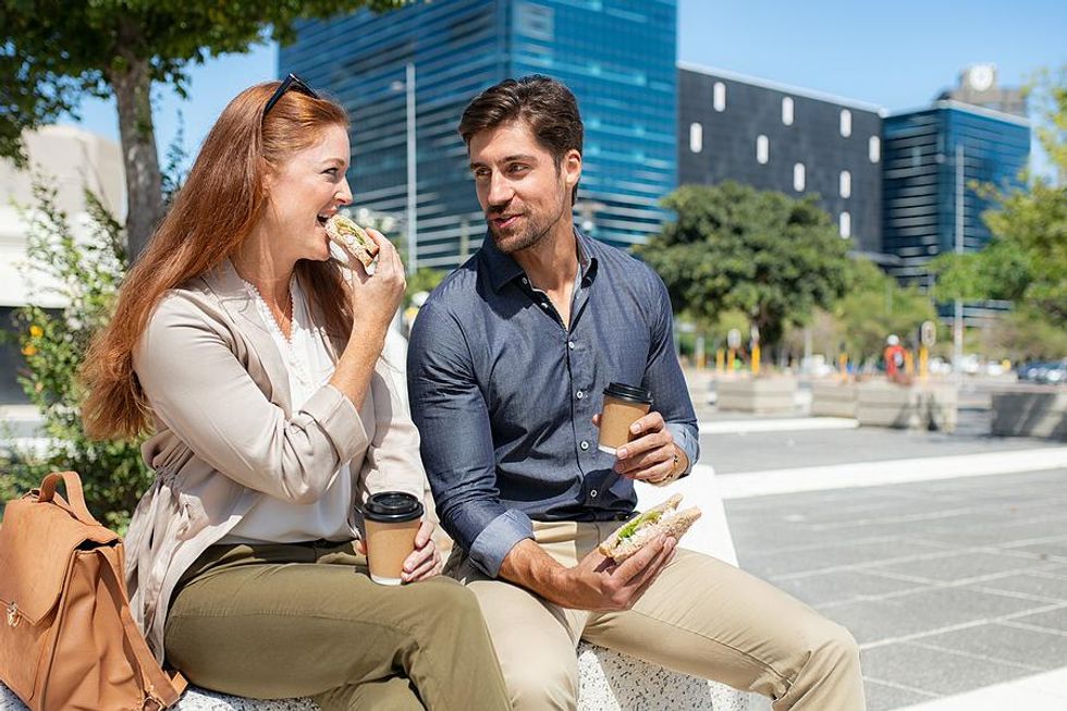 Unemployed man and woman on a lunch date