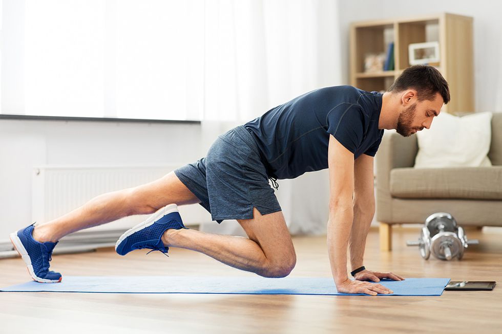 Unemployed man works out