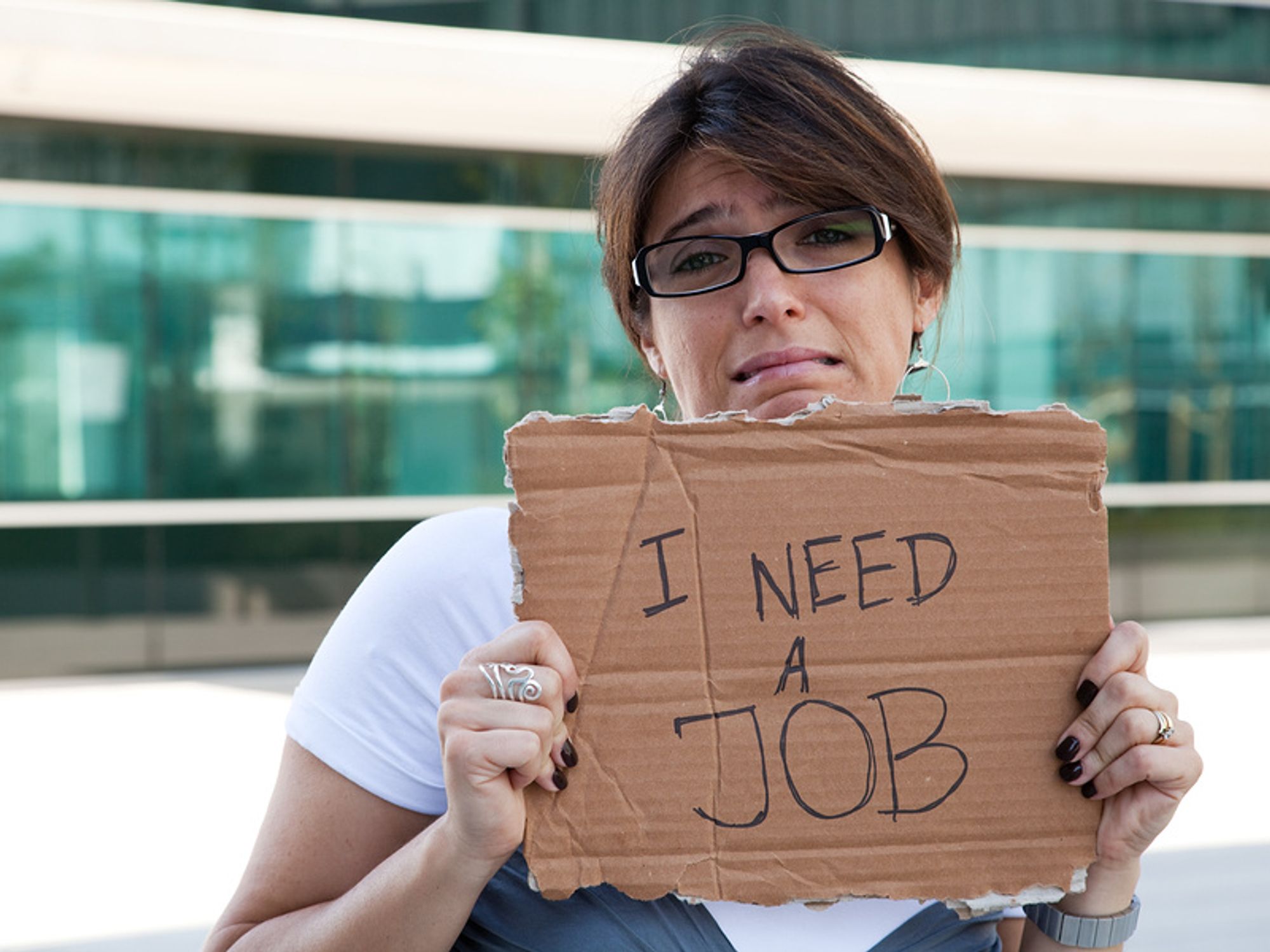 Unemployed woman looking for a job