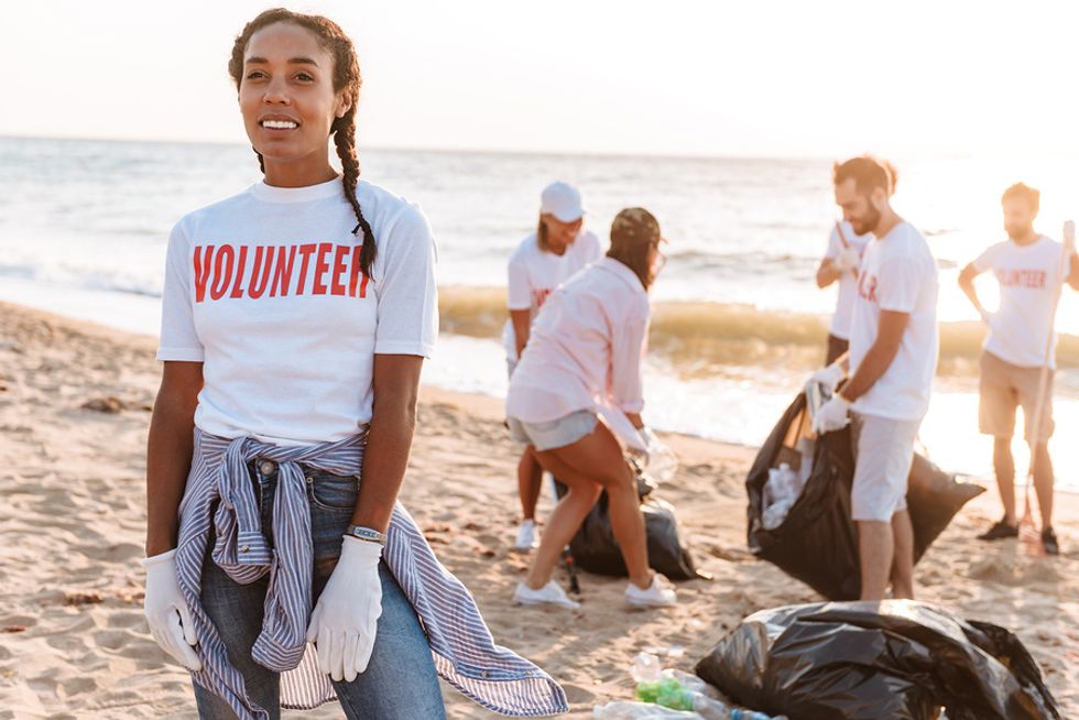 Unemployed woman volunteers during the summer