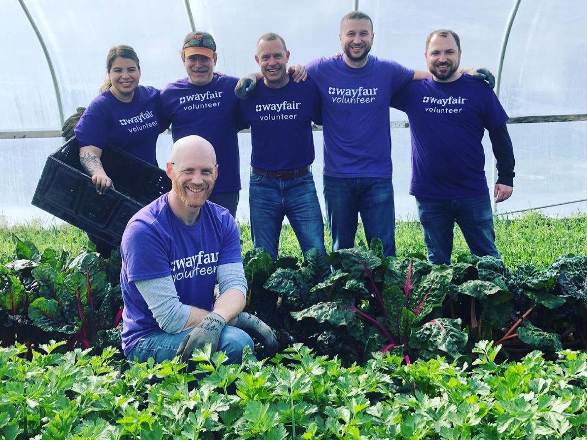 Wayfair employees take part in a community service project.