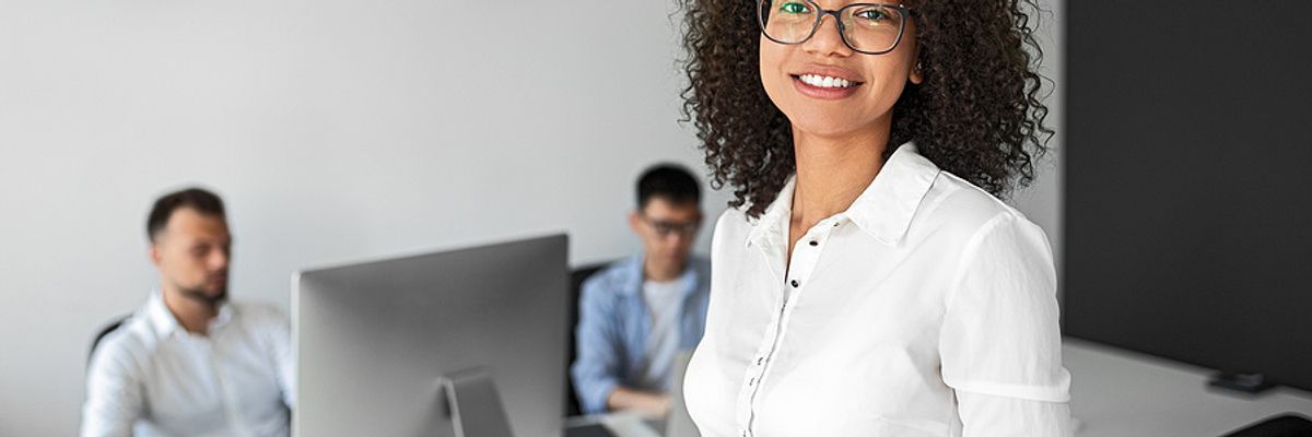 Woman about to talk to her colleagues about microaggressions at work