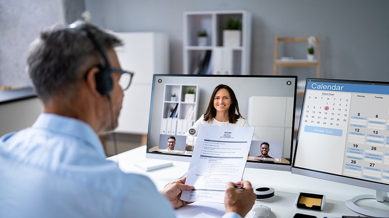 Woman asks a sneaky question during a virtual job interview