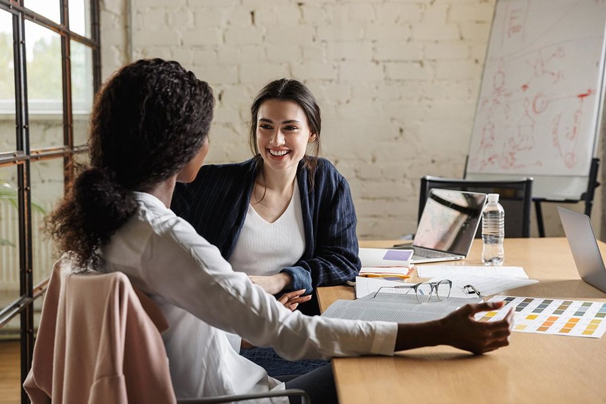 Woman attends an informational interview