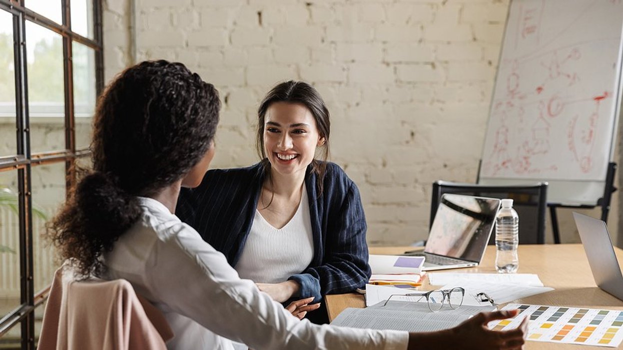 Woman attends an informational interview