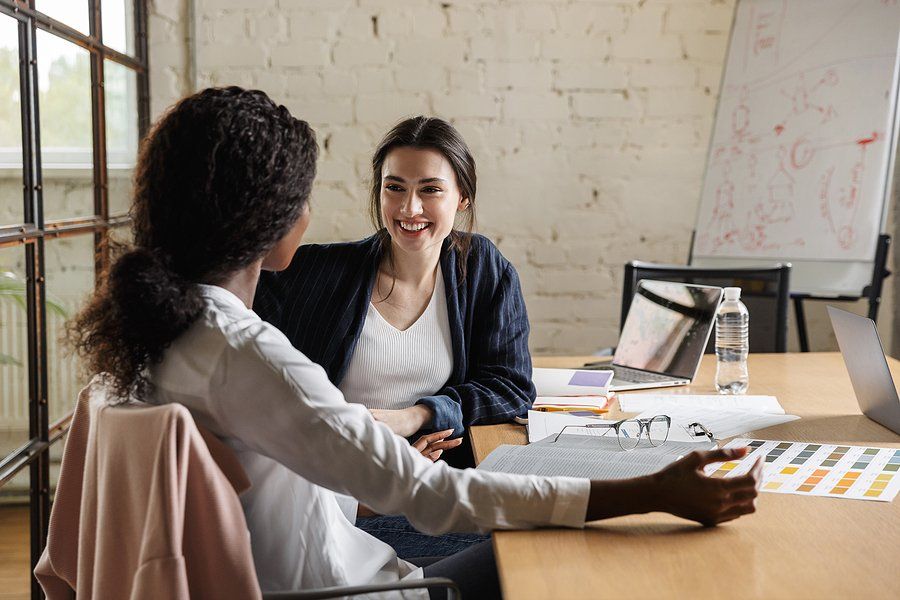 Woman attends an informational interview