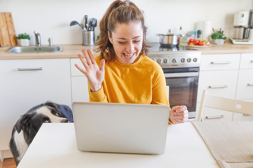 Woman attends an online networking event