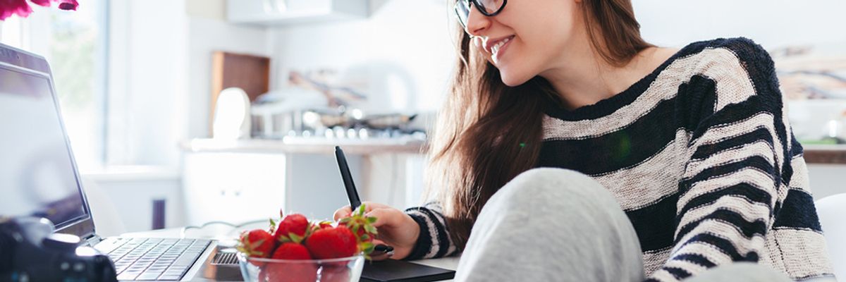 Woman being productive while working from home