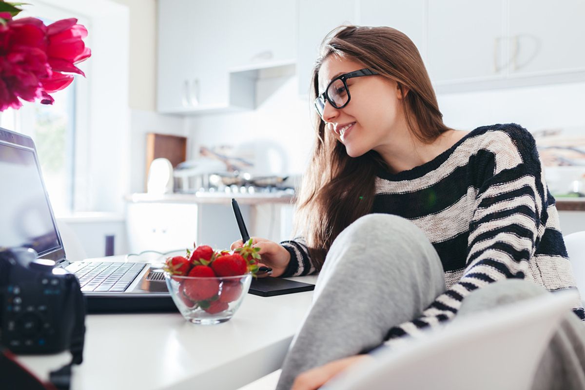 Woman being productive while working from home
