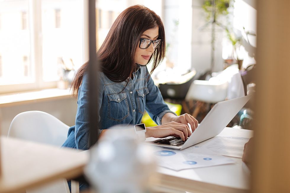 Woman catching up on tech industry trends