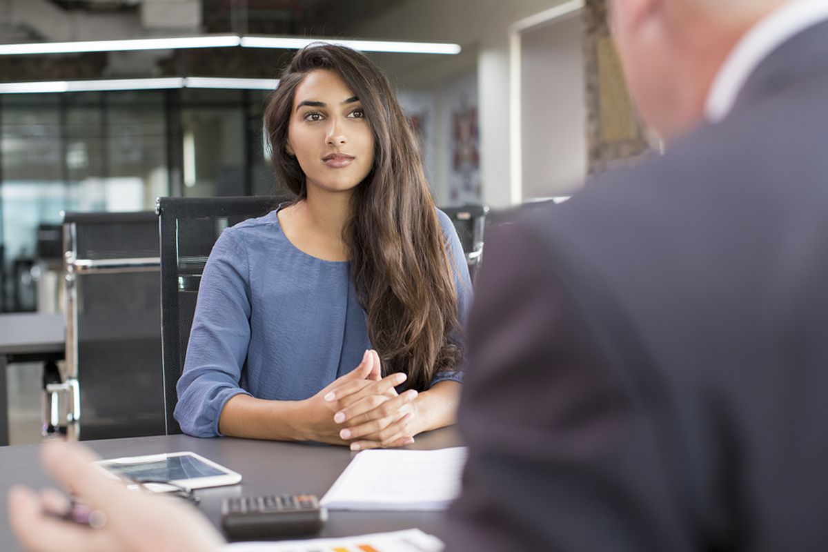 Woman confident during her job interview