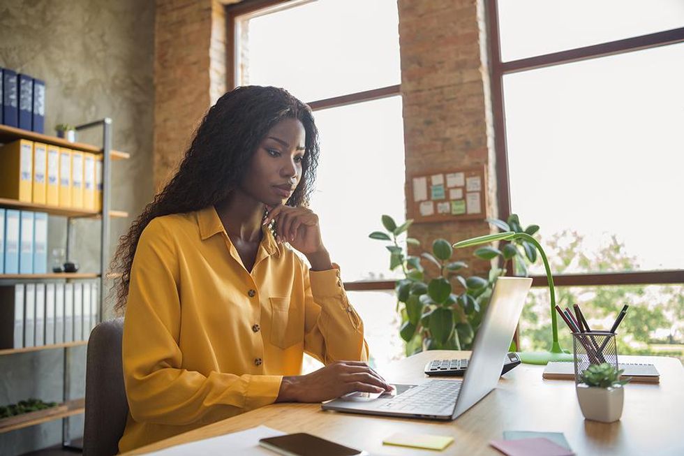 Woman considers looking for a new job