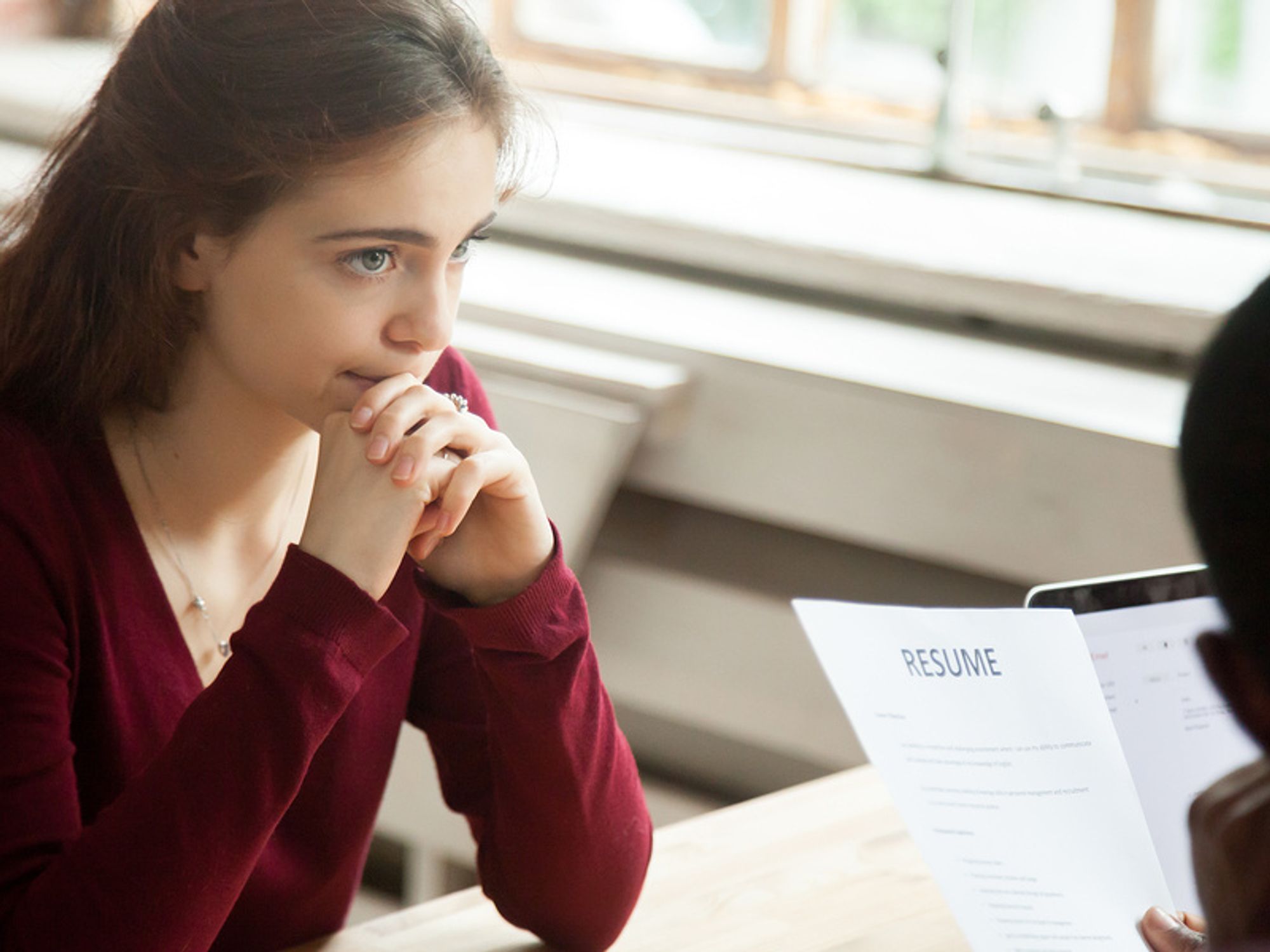 Woman dealing with job interview anxiety