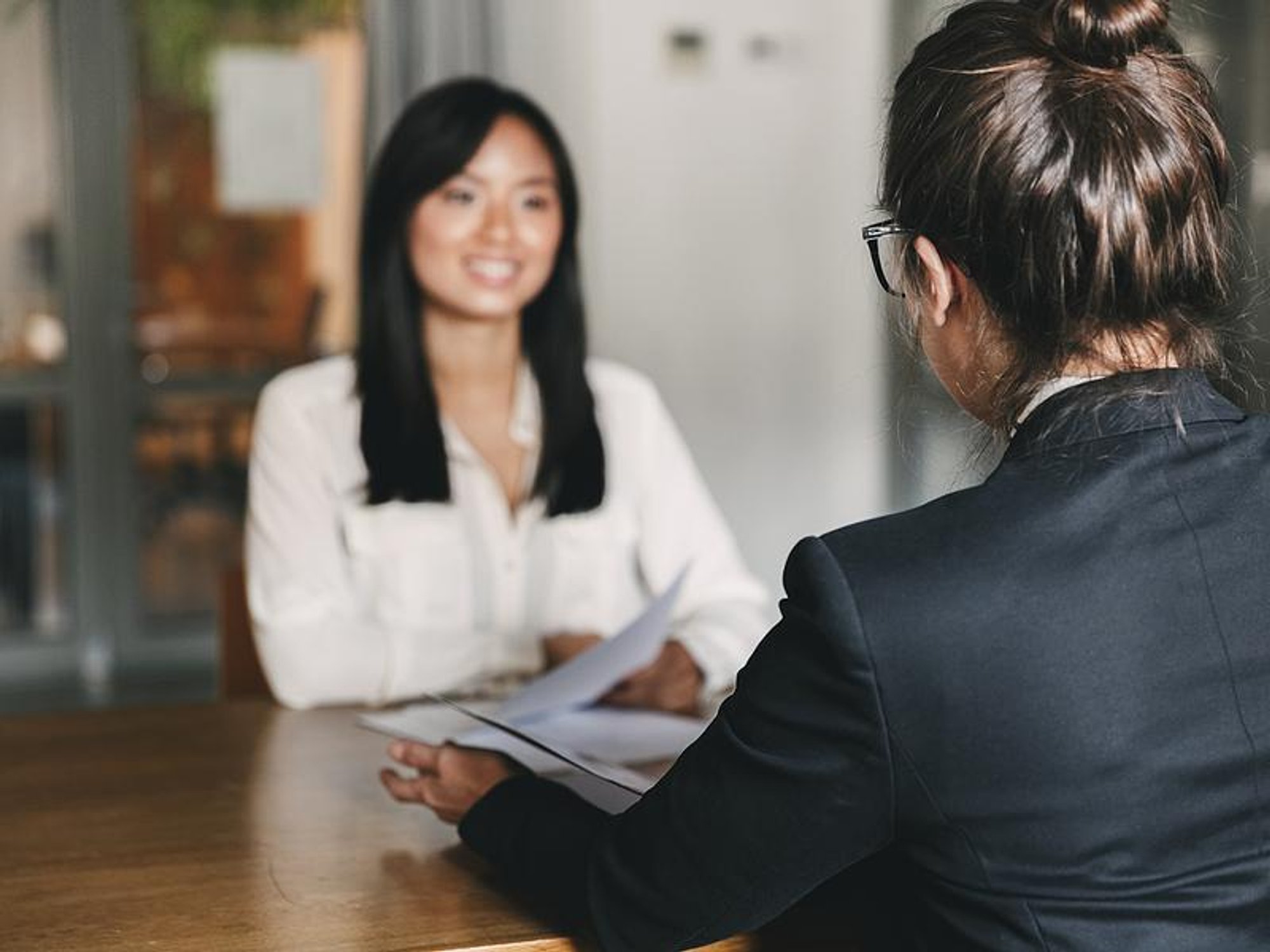 Woman demonstrates her value in a job interview
