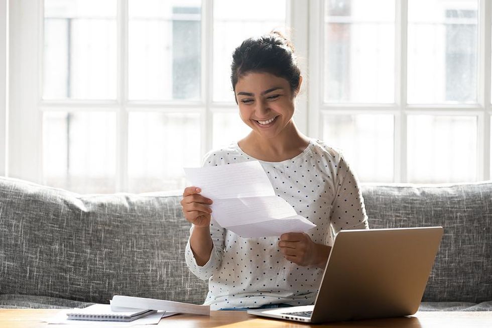 Woman excited about a job offer