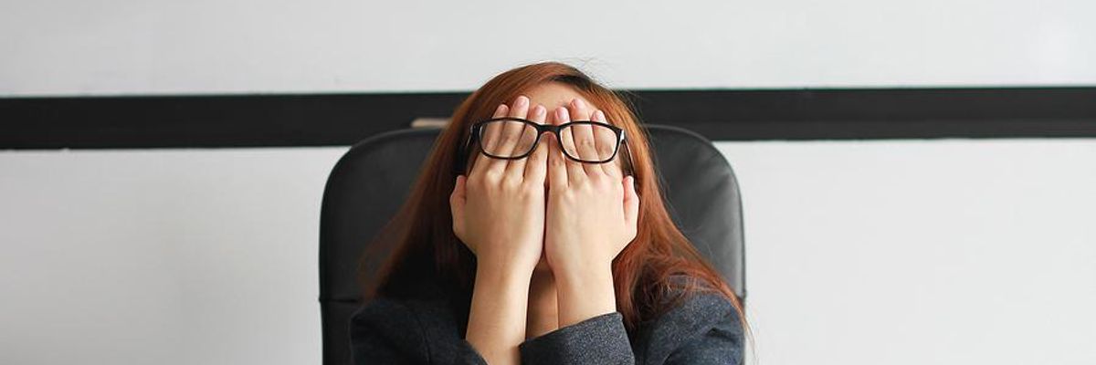 Woman experiencing job burnout