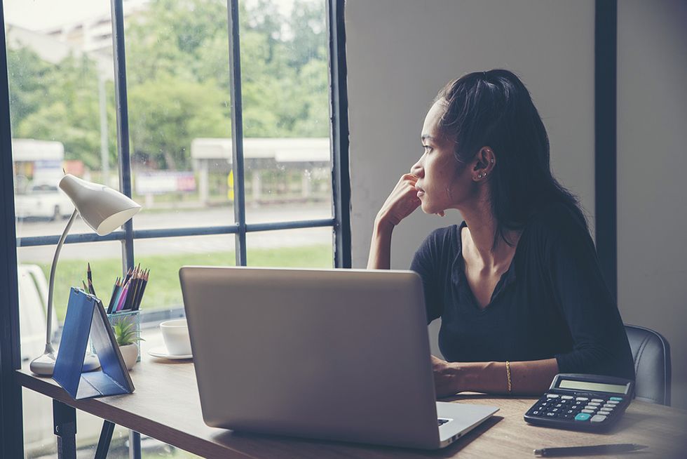 Woman feels burned out at work