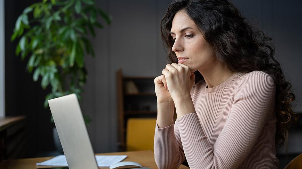 Woman fills out an online job application