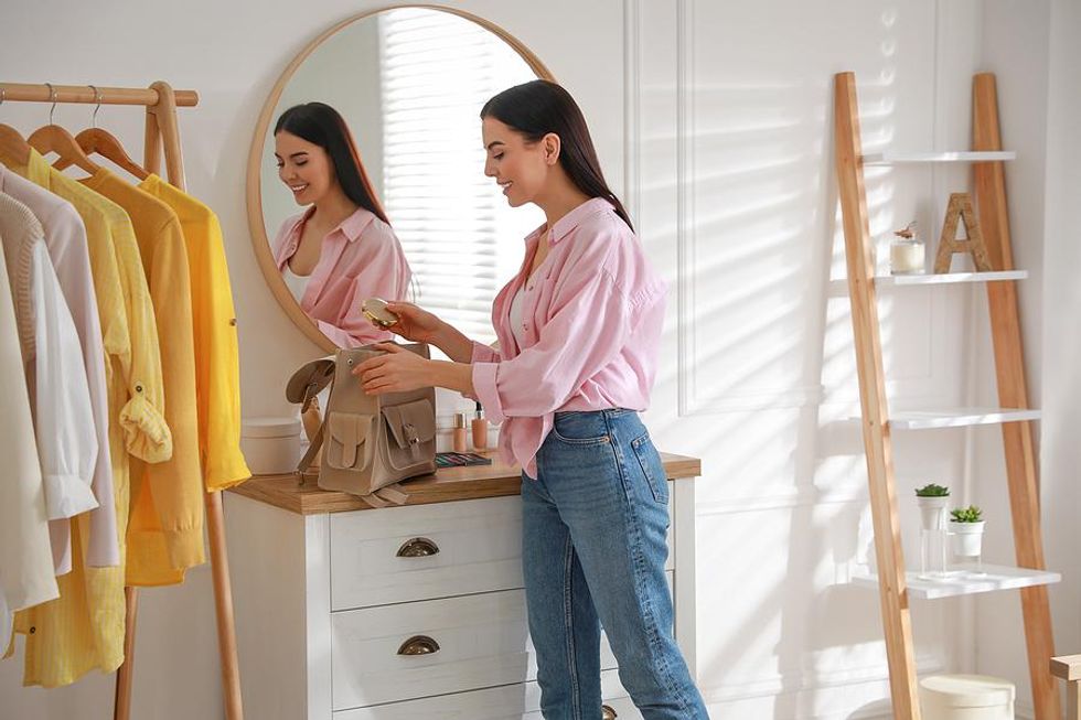 Woman follows her morning routine