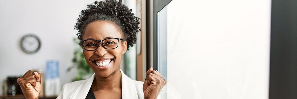 Woman happy about finding her career purpose