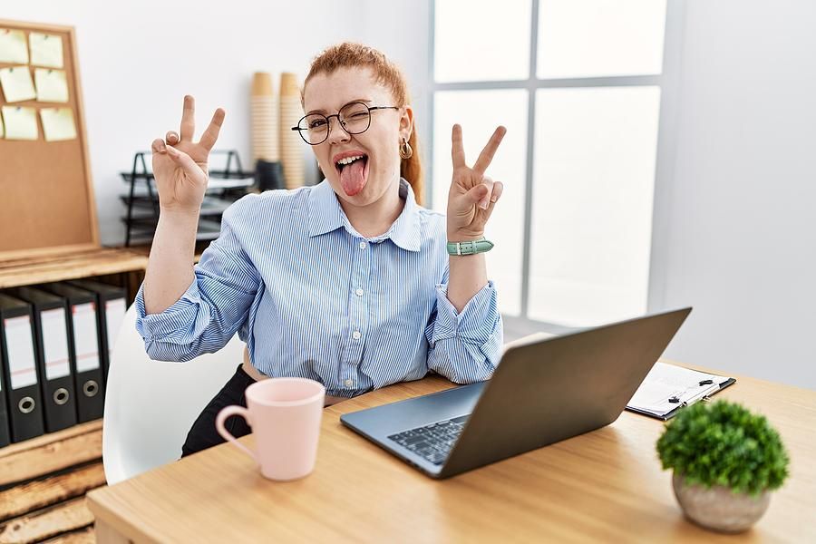 Woman happy on a Monday morning