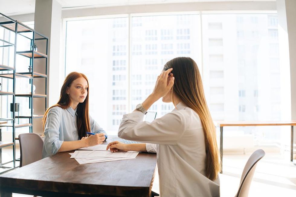 Woman interviews for a new job